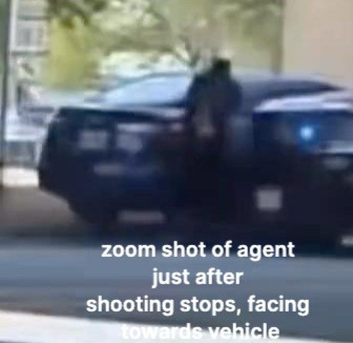 Frame 19 of 19: Zoom: the agent just after the shooting stops, facing the car