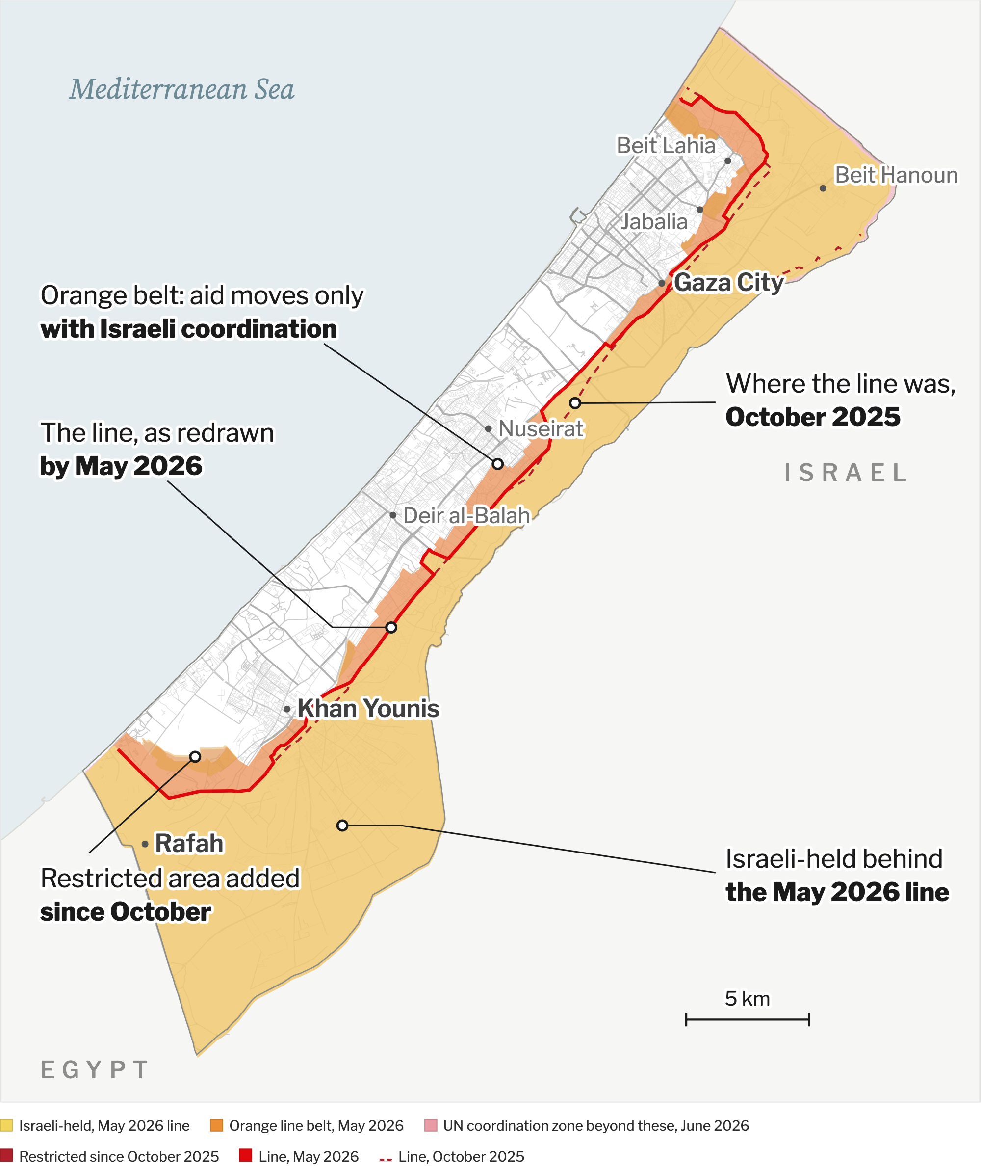 Gaza: map of the ground Israel controls
