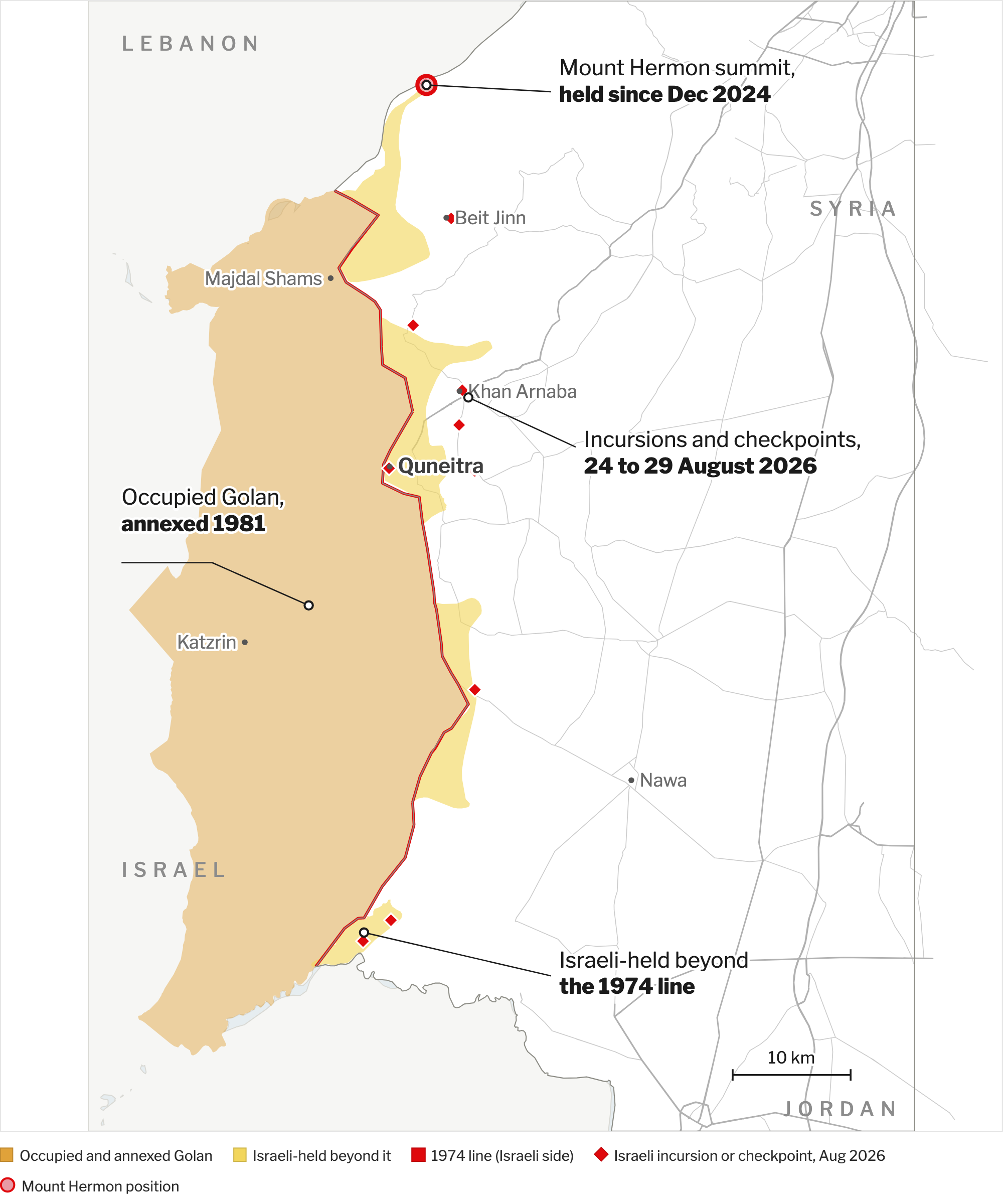 Southern Syria: map of the ground Israel controls