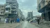 A street in central Gaza City lined with buildings destroyed by Israeli bombing