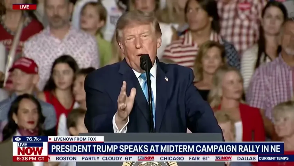Donald Trump speaking at a rally in Grand Island, Nebraska