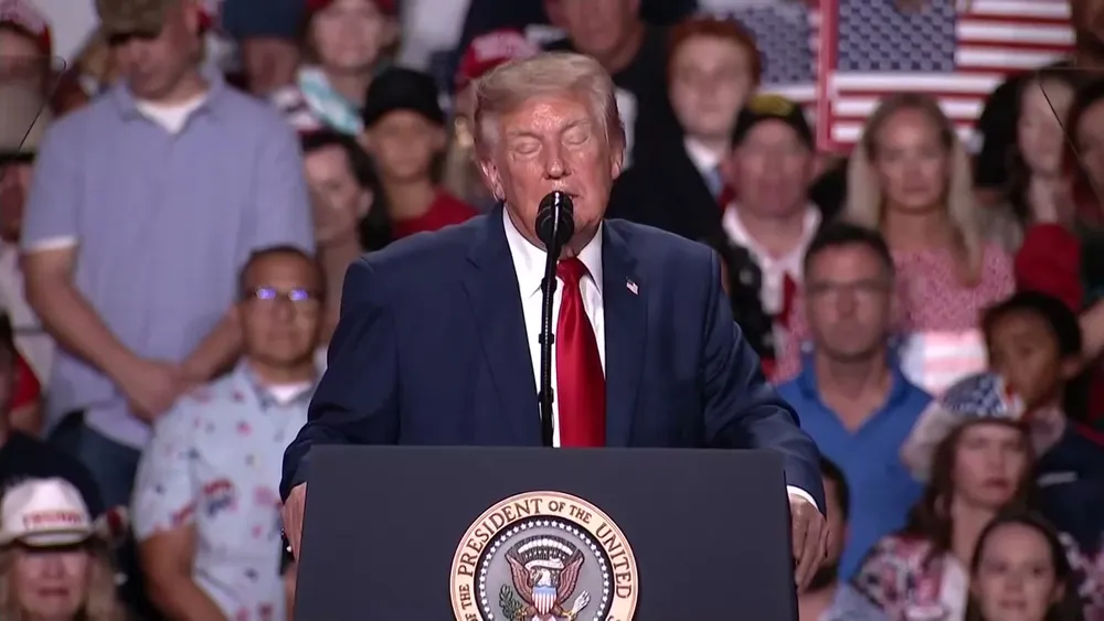 Donald Trump speaking at a rally in San Antonio, Texas